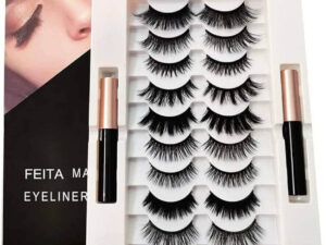 10 Pairs Reusable Magnetic Eyelash Kit with Waterproof Eyeliner