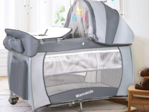 2 in 1 Baby Cot with Mattress and Toys