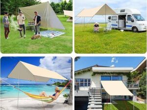 2 Pole Waterproof Camping Tarp and Sun Shelter Canopy Beach Tent