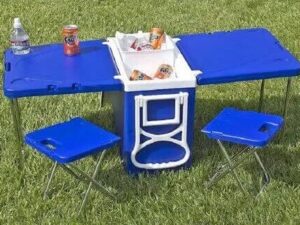 28L Cooler Box and Folding Table Chair Set Blue