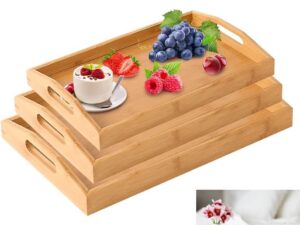 3 Piece Classy Bamboo Tray Set