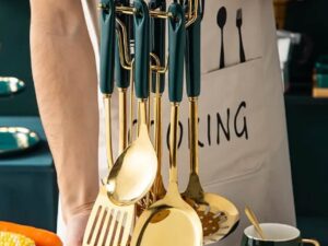 7 Piece Stainless Steel Luxury Cooking Utensils Set With Holder