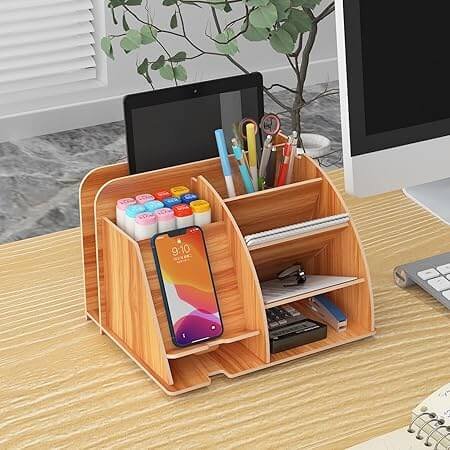 8 Compartment Wooden Desktop Organizer 8 Compartment Wooden Desktop Organizer