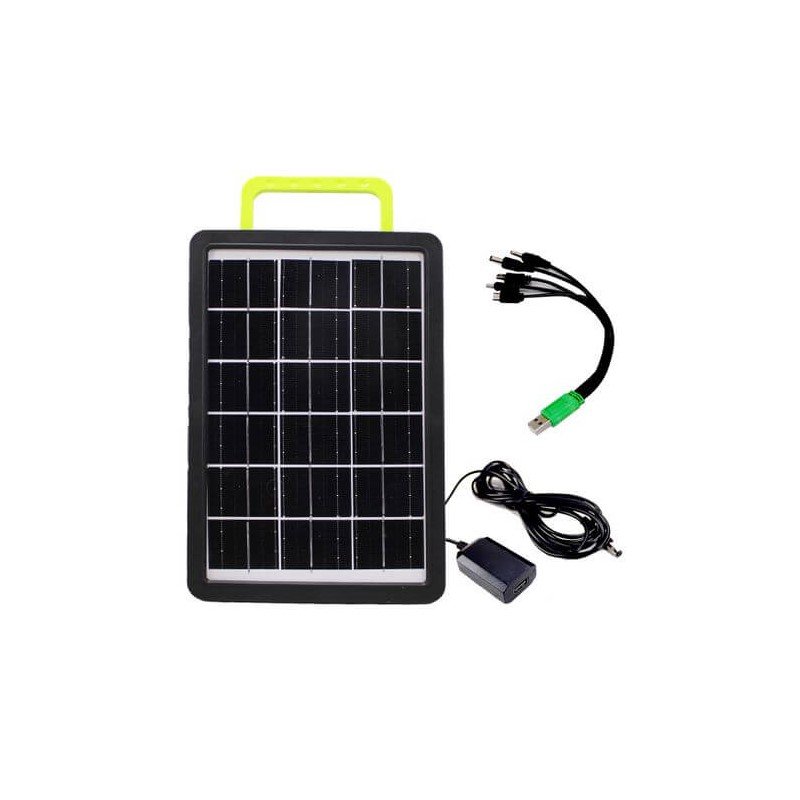 8W Solar Panel with Inbuilt Battery and Rear Flashlight Portable Charging Kit