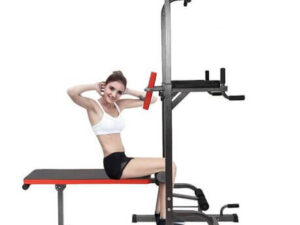 All in One Pull Up Bar Adjustable Tower Dip Station With Bench Bar