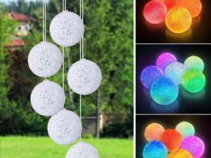 Crystal Swinging Balls Solar Color Changing Lights Wind Chimes