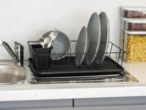 Dish Rack Drainer With Drip Tray and Cutlery Holder
