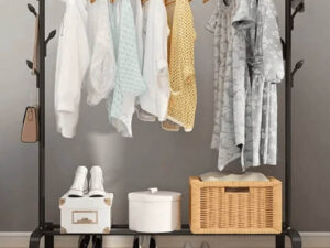 Drying Rack Metal Garment Clothing Rack With Shelf for Shoes