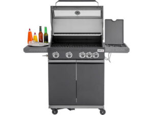 Freestanding Outdoor Gas BBQ with Viewing Glass and Side Burner
