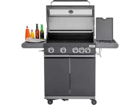 Freestanding Outdoor Gas BBQ with Viewing Glass and Side Burner