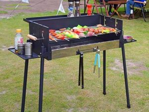 Grill BBQ with Adjustable Folding Storage Shelf