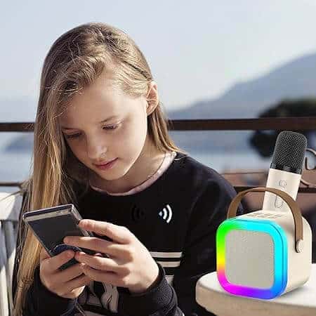 Mini Karaoke Bluetooth Speaker with 2 Wireless Portable Microphone