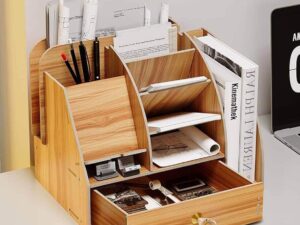 Multi-Functional Wooden Desktop Organizer