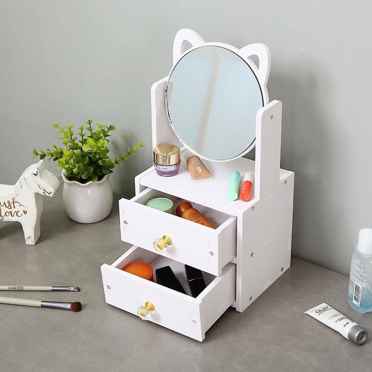 Multifunctional Cosmetic Storage Box With Mirror