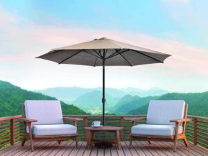 Outdoor Table Umbrella with Push Button Tilt and Crank