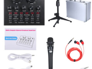 Podcast Equipment Bundle E300 Mic Kit with V8 Live Sound Card Black