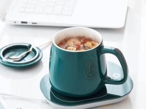 Portable Coffee Ceramic Mug Set With Warming Coaster