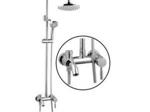 Round Shower Head with Offset Handle Set