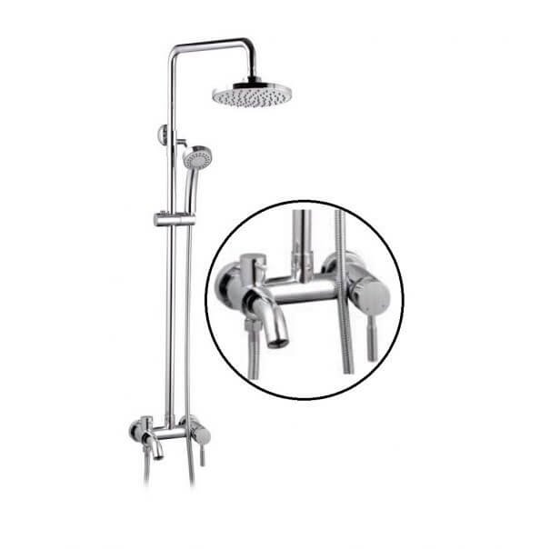 Round Shower Head with Offset Handle Set
