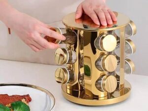 Spice Set 12 Glass Jars on 360 Rotating Stand