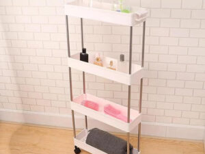 4 Layers Bathroom Kitchen Organizer Rolling Trolley Rack