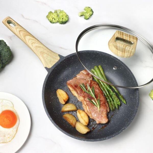 28cm Granite Coated Non Stick Frying Pan with Lid