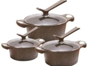 3 Piece Non stick Brown Granite Pot Set