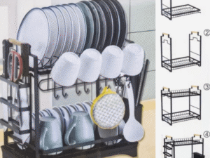 2 Tier Dish Drainer Rack with Drip Tray